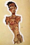 Egon Schiele Nude Self portrait painting